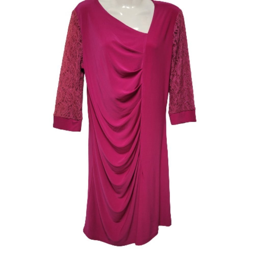 Magenta Three Quarter Lace Sleeve Dress  Various Sizes